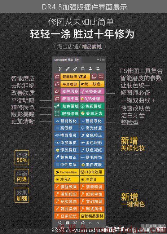 最新PS修图插件，最高支持pscc2019，（win、mac）集精修/磨皮/抠图/调色/光效/等