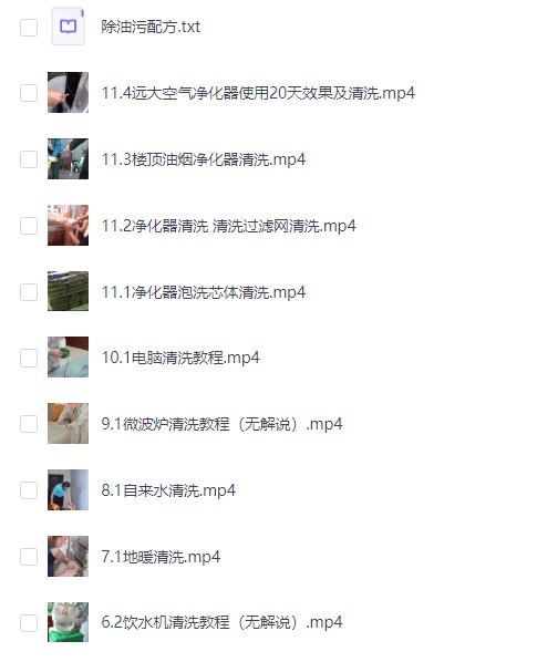 操作简单好学的家电清洗视频教程，含清洗剂配方[10.5G]