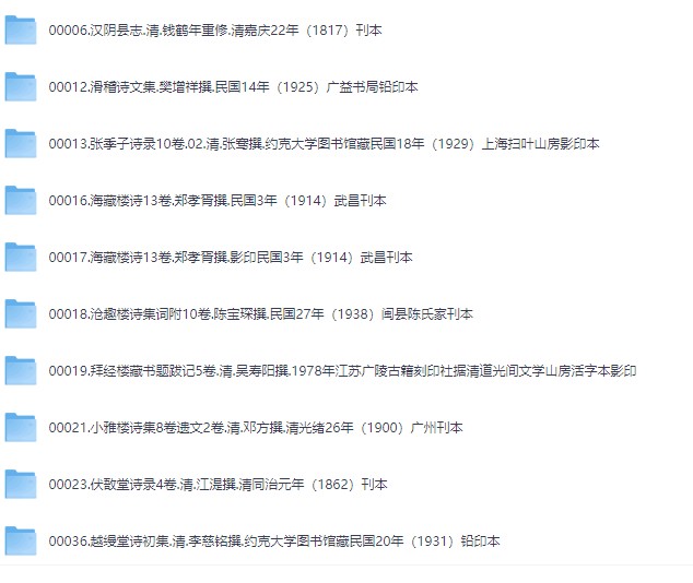 流失国外约克大学图书馆的312册藏诗词文集、经史子集、杂记、奇闻等汉籍[8G]